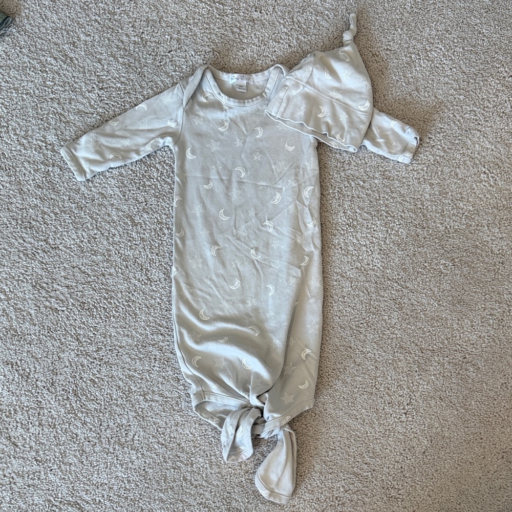 Kissy Kissy Crescent Moonlight Tie Gown & Hat Set Size NB